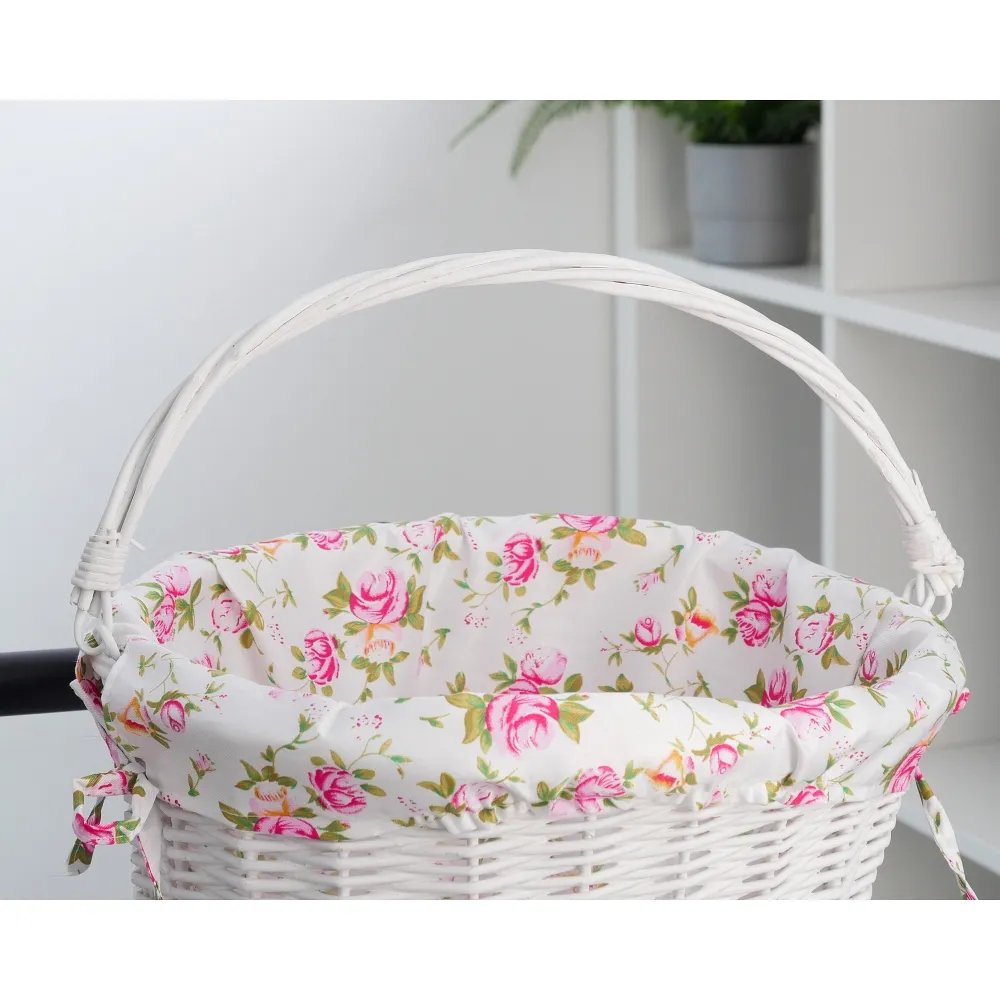 Willow basket with printing fabric FSBKT-037-1 white