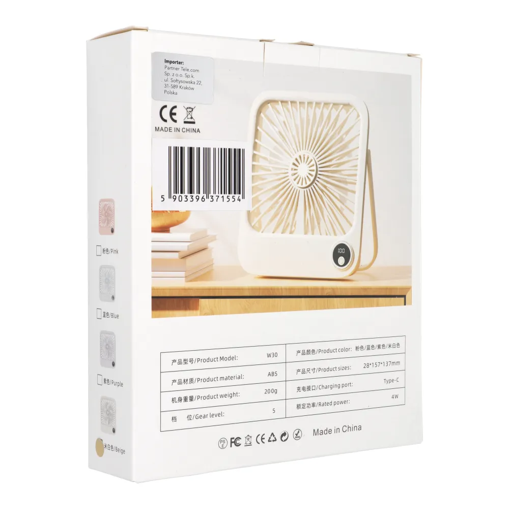 Desk fan with adjustable stand W30 white
