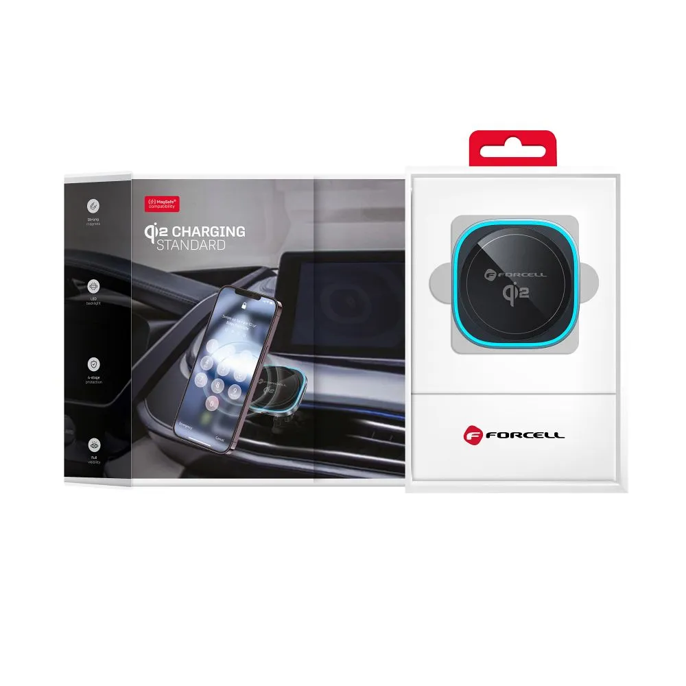 Wireless car phone holder kompatibel mit Magsafe Forcell F-Grip Air Mag F-07 Qi2 15W air vent silver