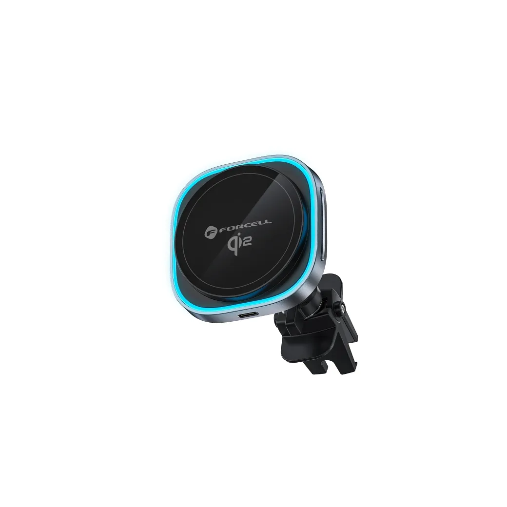 Wireless car phone holder kompatibel mit Magsafe Forcell F-Grip Air Mag F-07 Qi2 15W air vent silver