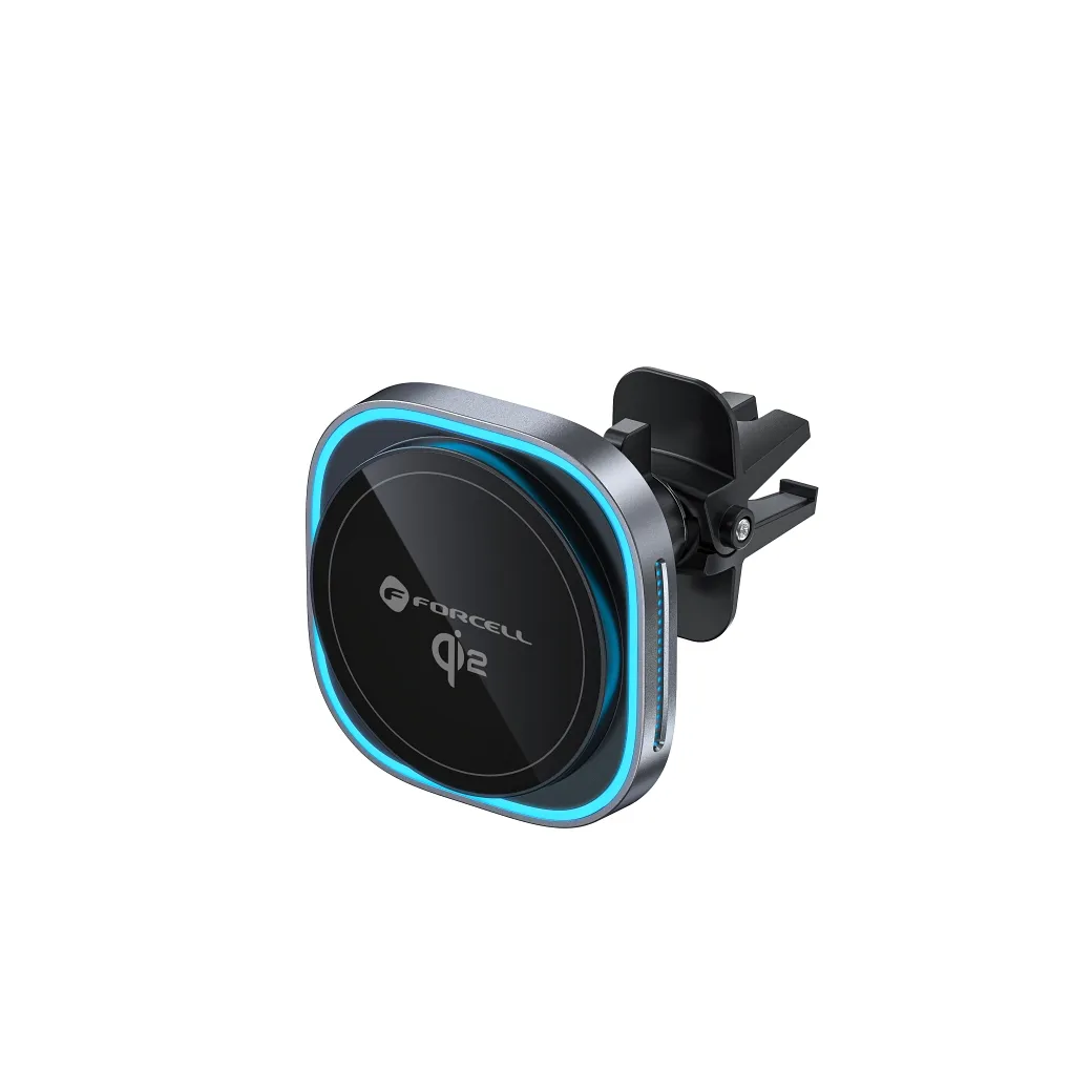 Wireless car phone holder kompatibel mit Magsafe Forcell F-Grip Air Mag F-07 Qi2 15W air vent silver