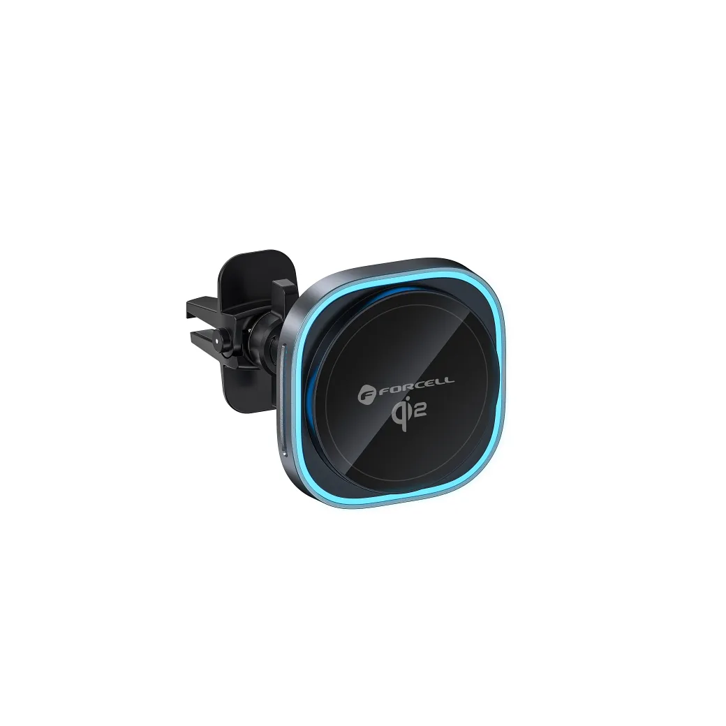 Wireless car phone holder kompatibel mit Magsafe Forcell F-Grip Air Mag F-07 Qi2 15W air vent silver