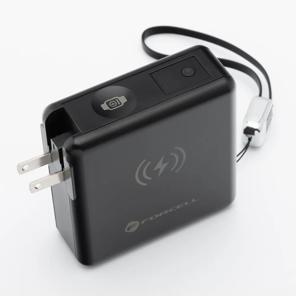 Multifunction charger Forcell F-Energy 6in1 USB A + USB C PD 45W + power bank 15000 mAh + wireless charging 15W black
