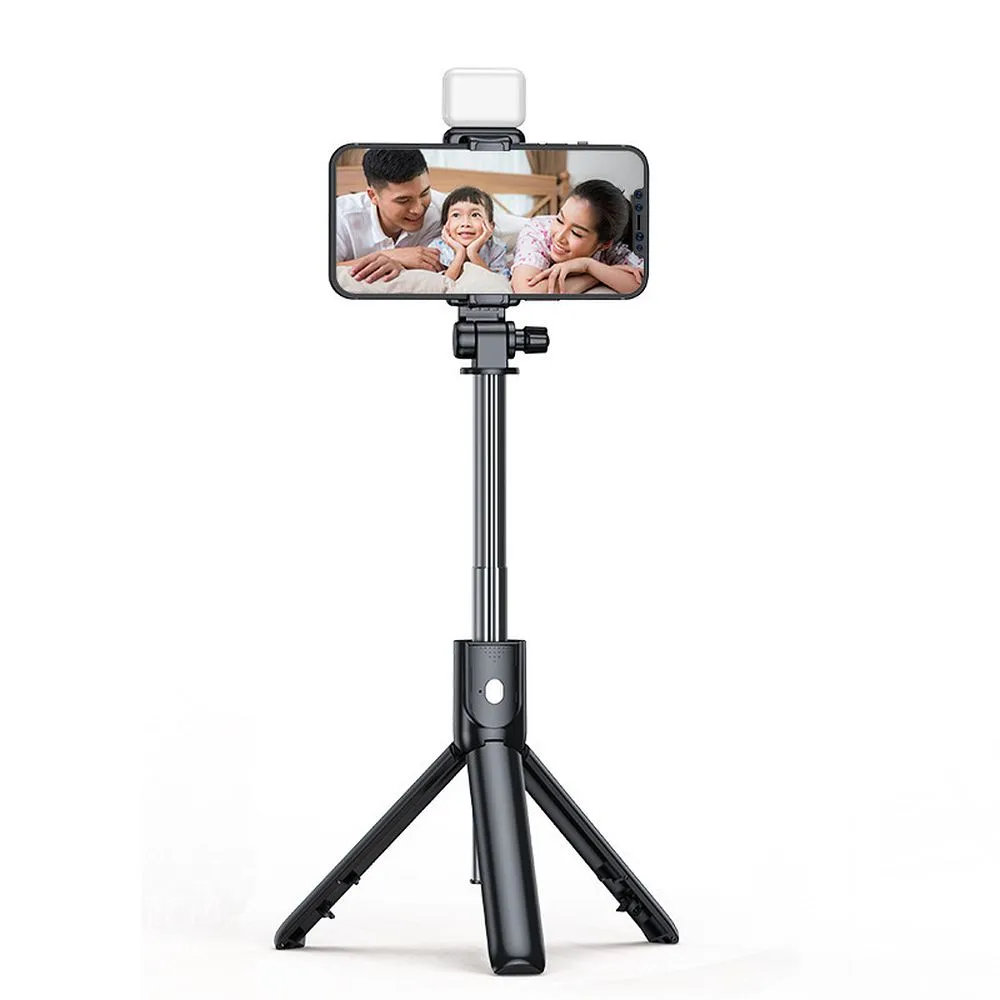 Kit / Selfie-Halter mit Bluetooth-Fernbedienung Stativ + LED blau R1S