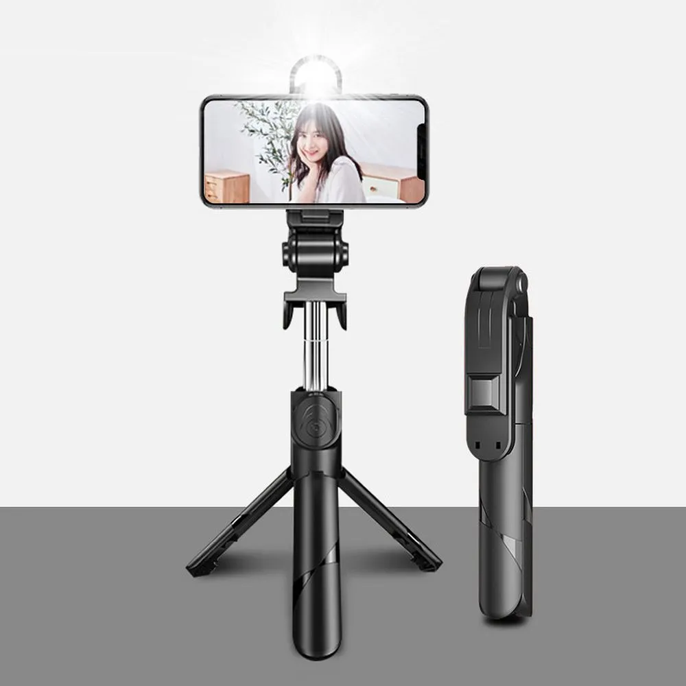 Kit / Selfie-Halter mit Bluetooth-Fernbedienung Stativ + LED blau R1S