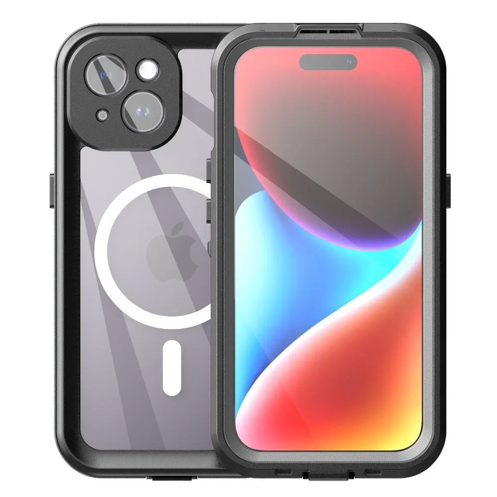 Case passend für iPhone 15 Shellbox DOT waterproof kompatibel mit MagSafe compatible black