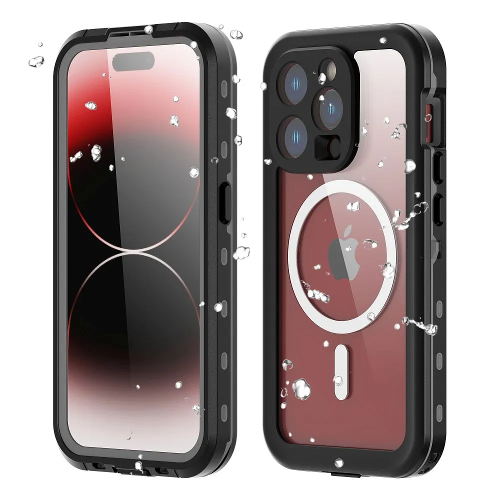 Case passend für iPhone 15 PRO Shellbox DOT waterproof kompatibel mit MagSafe compatible black
