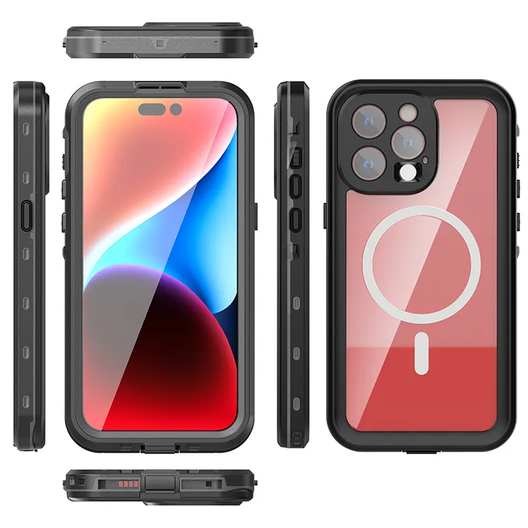 Case passend für iPhone 15 PRO MAX Shellbox DOT waterproof kompatibel mit MagSafe compatible black