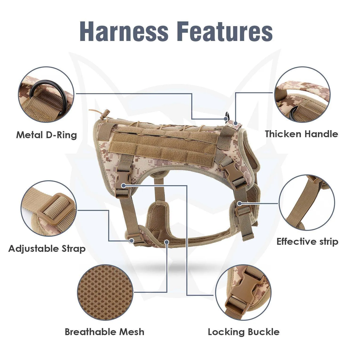 Dog harness TACTICAL size S brown