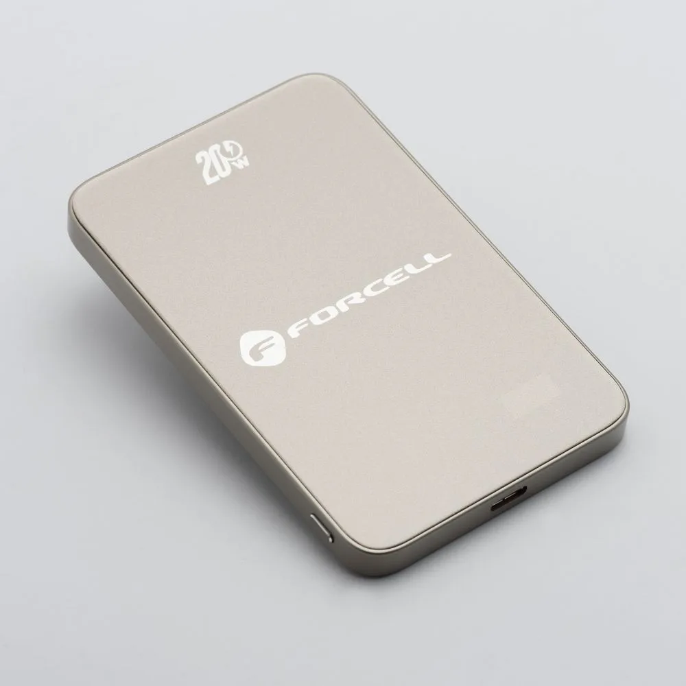 Powerbank kompatibel mit MagSafe Forcell F-Energy SuperSlim F5K8 QC4.0 PD3.0 15W 5000 mAh titanium desert