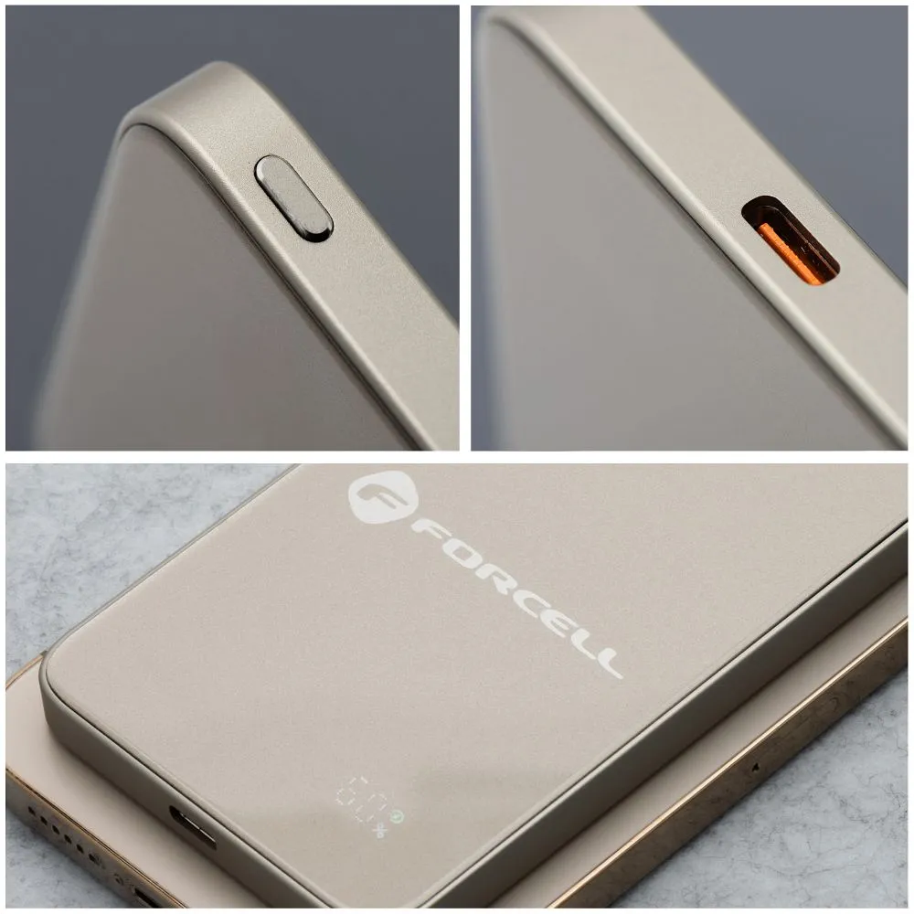 Powerbank kompatibel mit MagSafe Forcell F-Energy SuperSlim F5K8 QC4.0 PD3.0 15W 5000 mAh titanium desert
