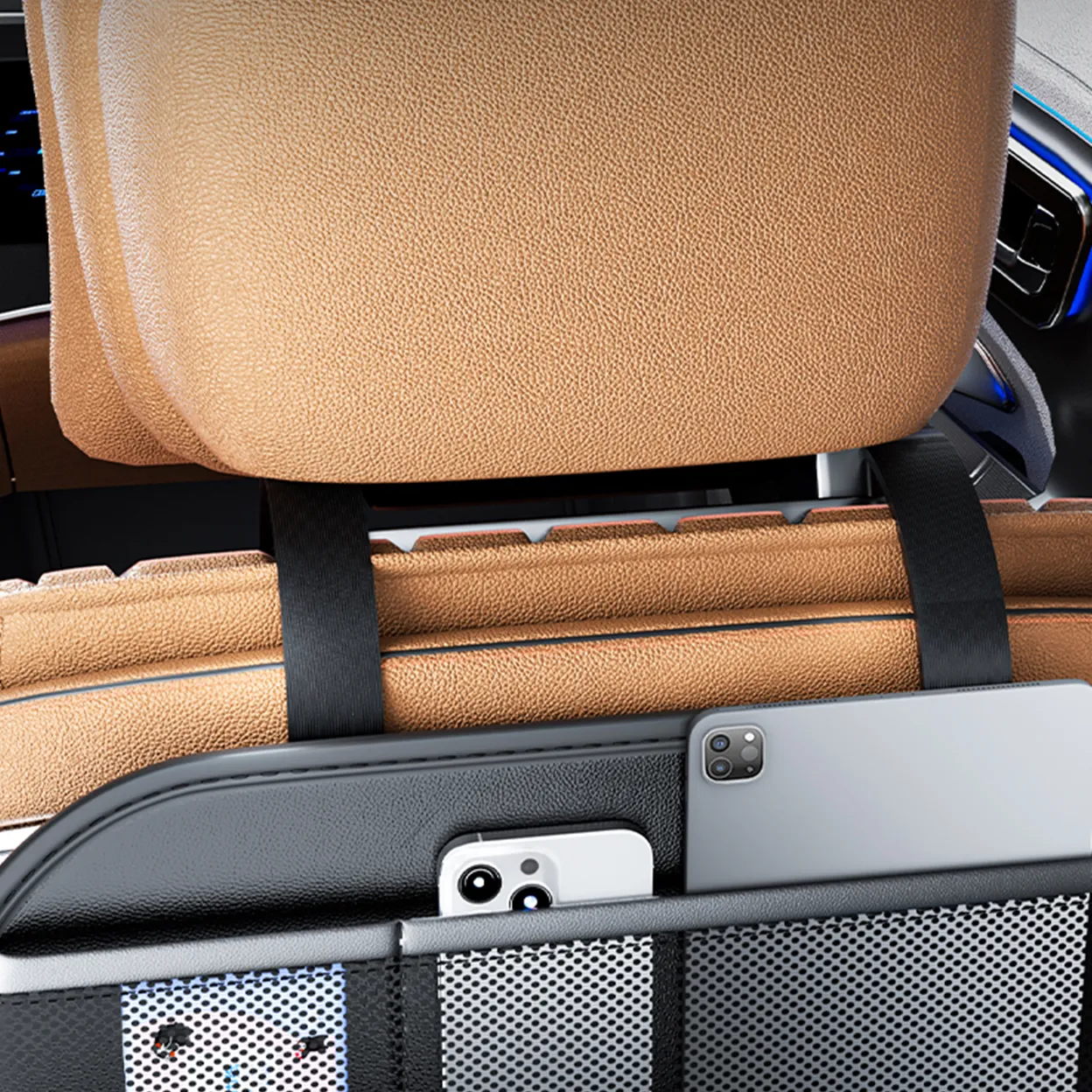 Car organizer passend für front seats with compartments D03 black