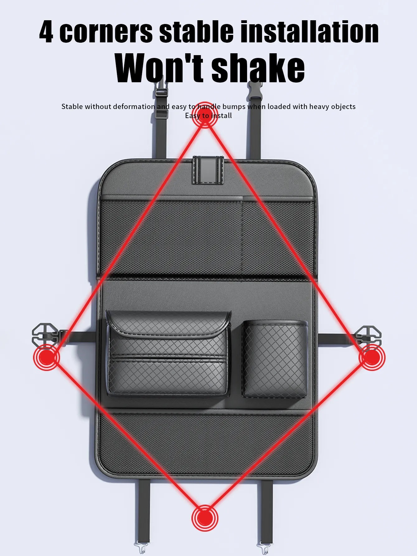 Foldable Car organizer passend für front seats with compartments D03-B black
