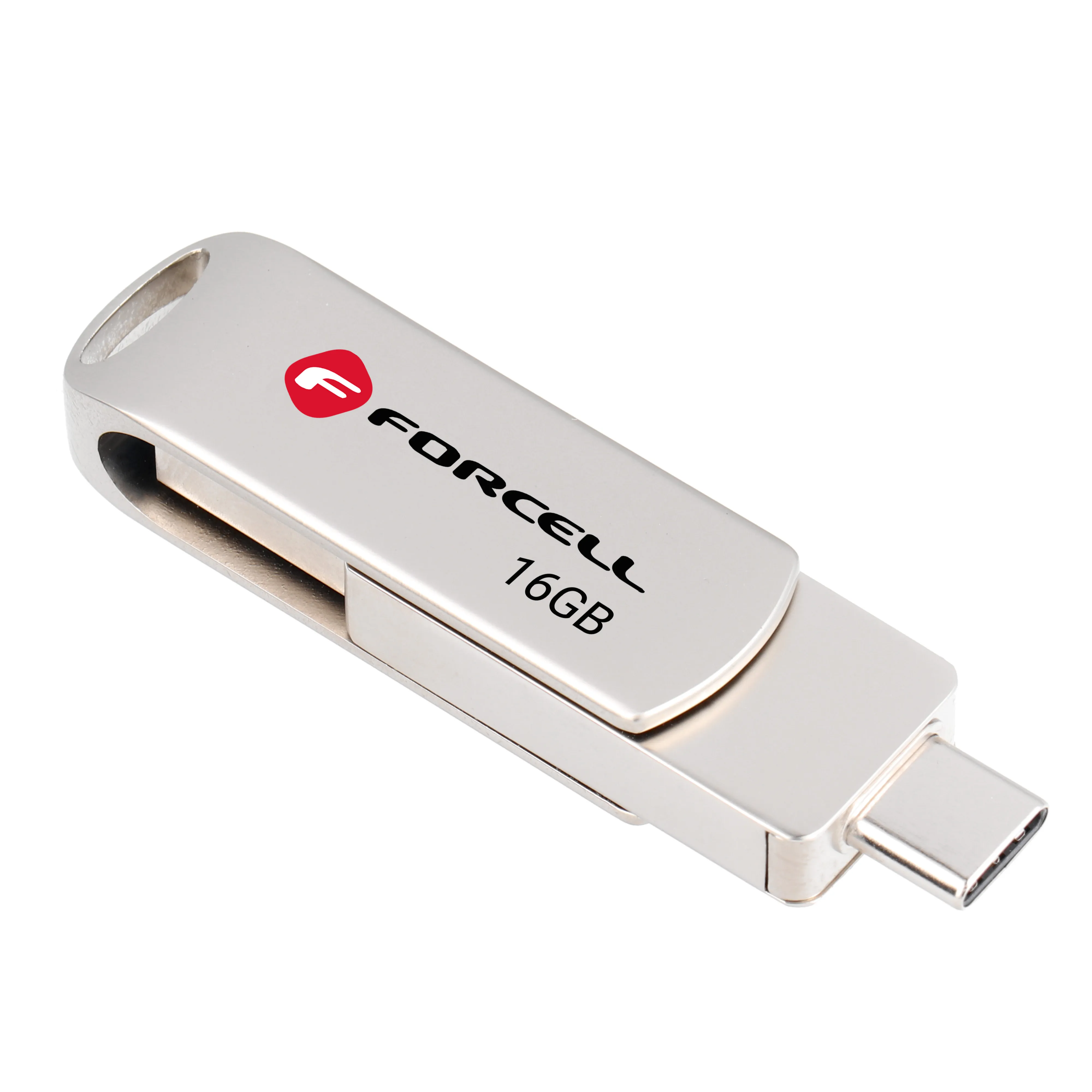 Pendrive 16GB USB 3.2 Gen 1 (USB A / USB C) Forcell F-Data Metal Duo silver
