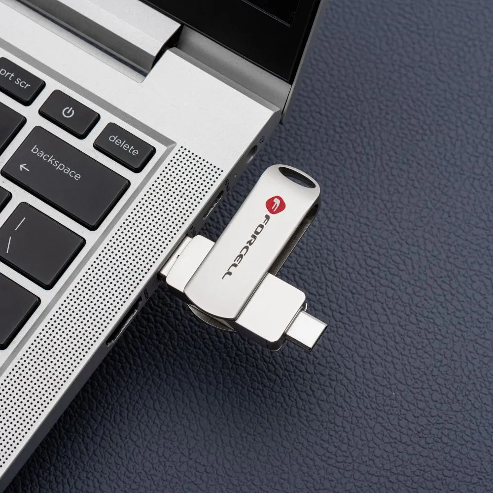 Pendrive 32GB USB 3.2 Gen 1 (USB A / USB C) Forcell F-Data Metal Duo silver