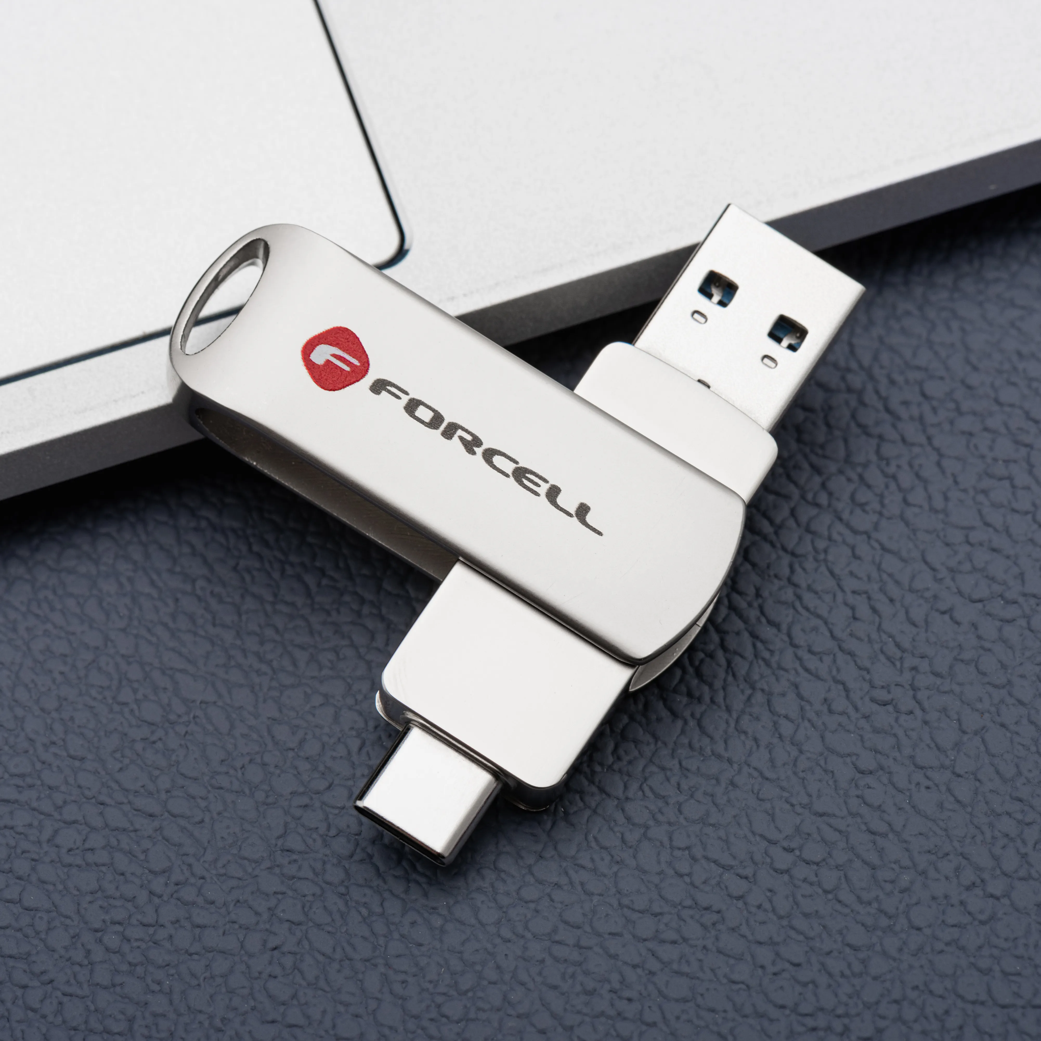 Pendrive 64GB USB 3.2 Gen 1 (USB A / USB C) Forcell F-Data Metal Duo silver