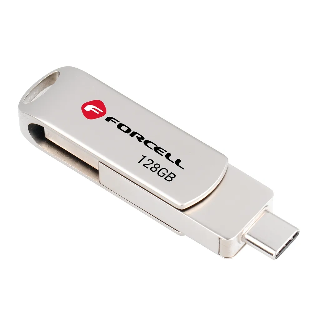 Pendrive 128GB USB 3.2 Gen 1 (USB A / USB C) Forcell F-Data Metal Duo silver