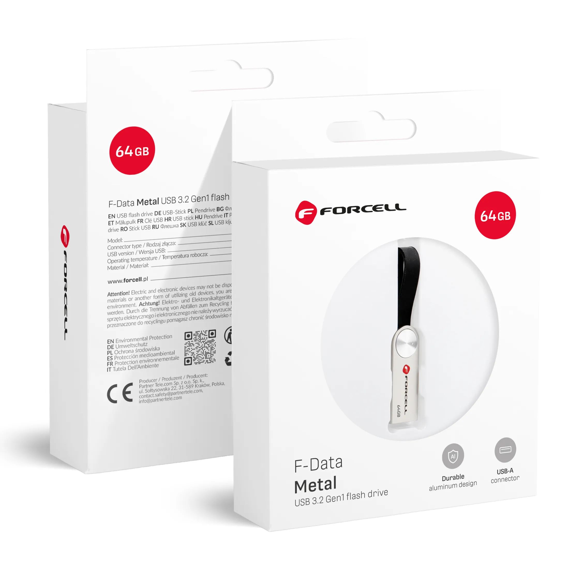 Pendrive 64GB USB 3.2 Gen 1 (USB A) Forcell F-Data Metal silver