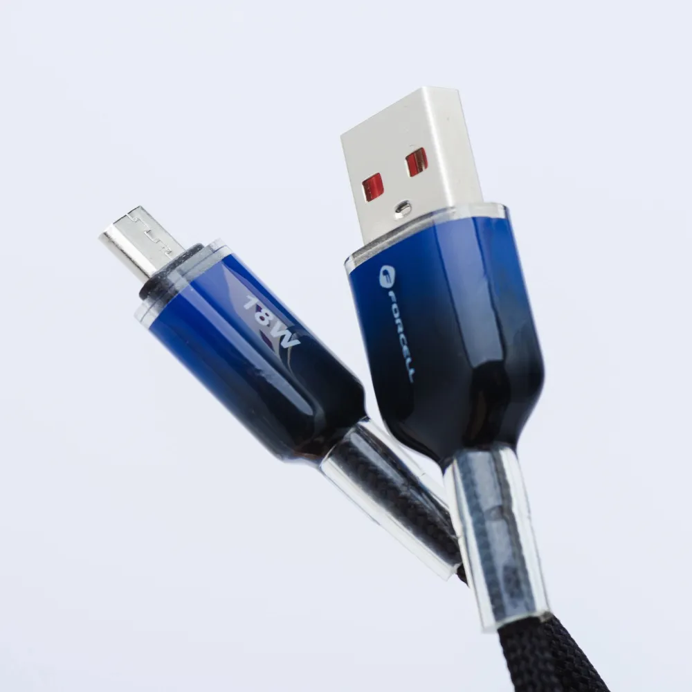 Cable USB A to Micro USB Forcell F-Energy QC3.0 2,4A 18W Gradient 1 m C351 black