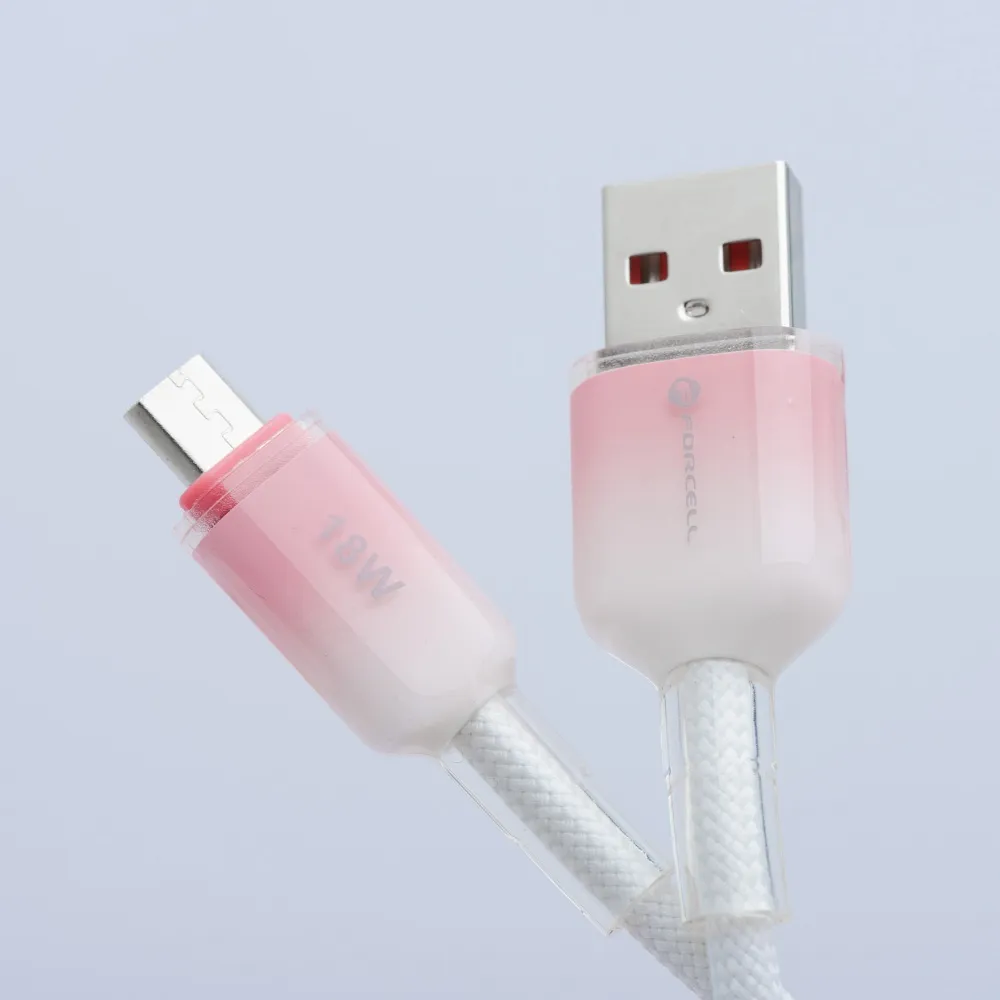 Cable USB A to Micro USB Forcell F-Energy QC3.0 2,4A 18W Gradient 1 m C351 white