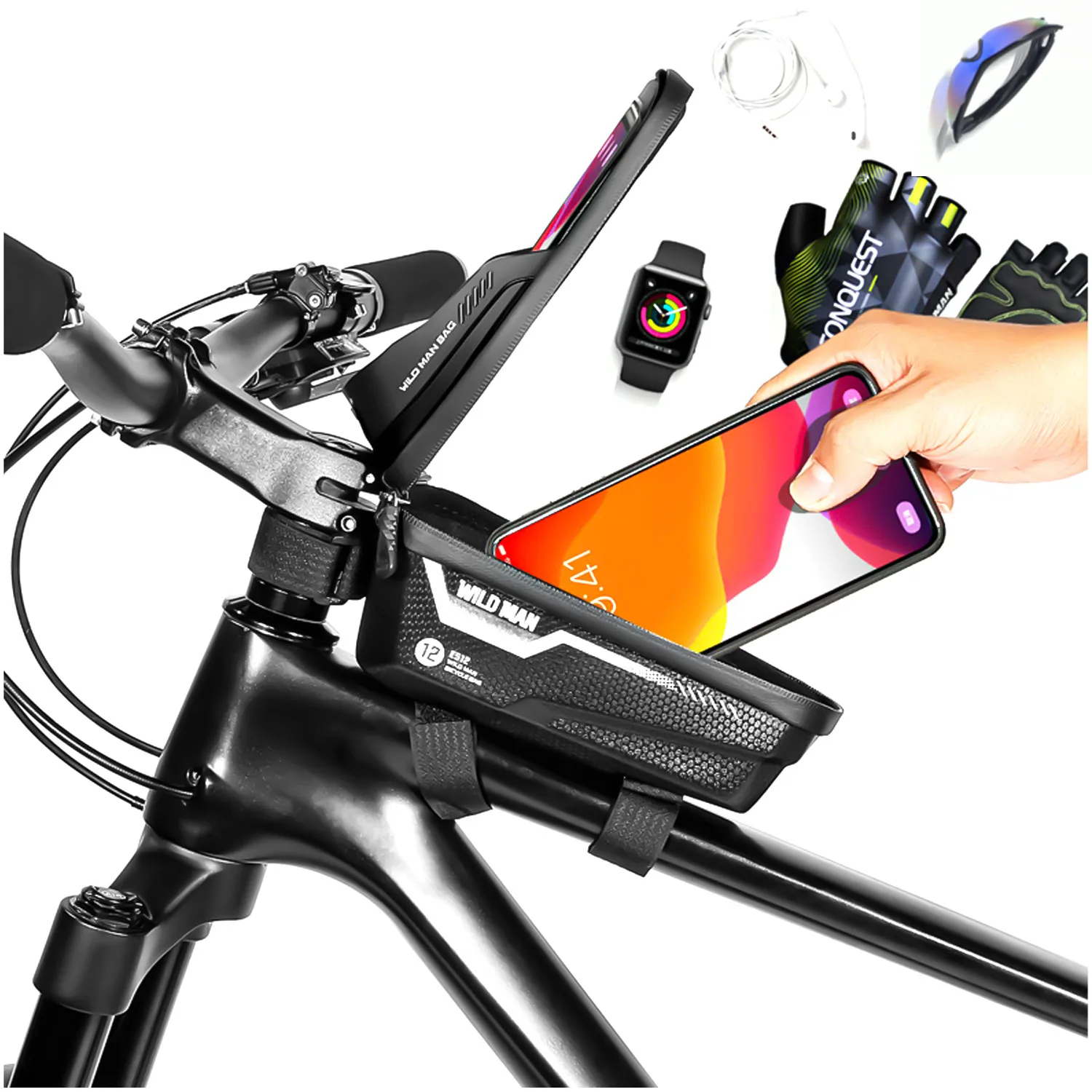 WILDMAN traveling bag passend für bike frame with zipper 1L (4 "- 7") ES12 black