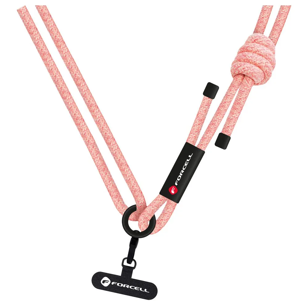 FORCELL F-DESIGN S10X165 crossbody phone lanyard with adjustable length (max 82,5cm in the loop) pink white