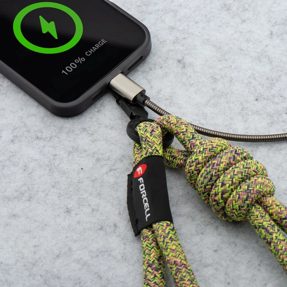 FORCELL F-DESIGN S10X165 crossbody phone lanyard with adjustable length (max 82,5cm in the loop) green pink purple