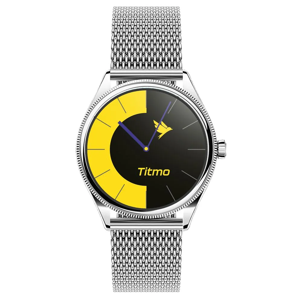 Smartwatch TITMO O-170 (AMOLED, bluetooth call, stainless steal silver mesh strap) silver