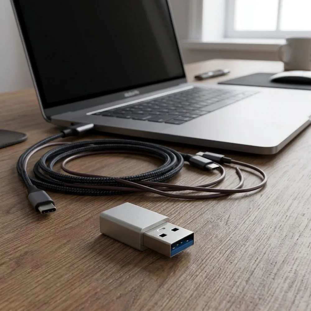 Adapter Type C to USB A 3.0 Blue Star - white