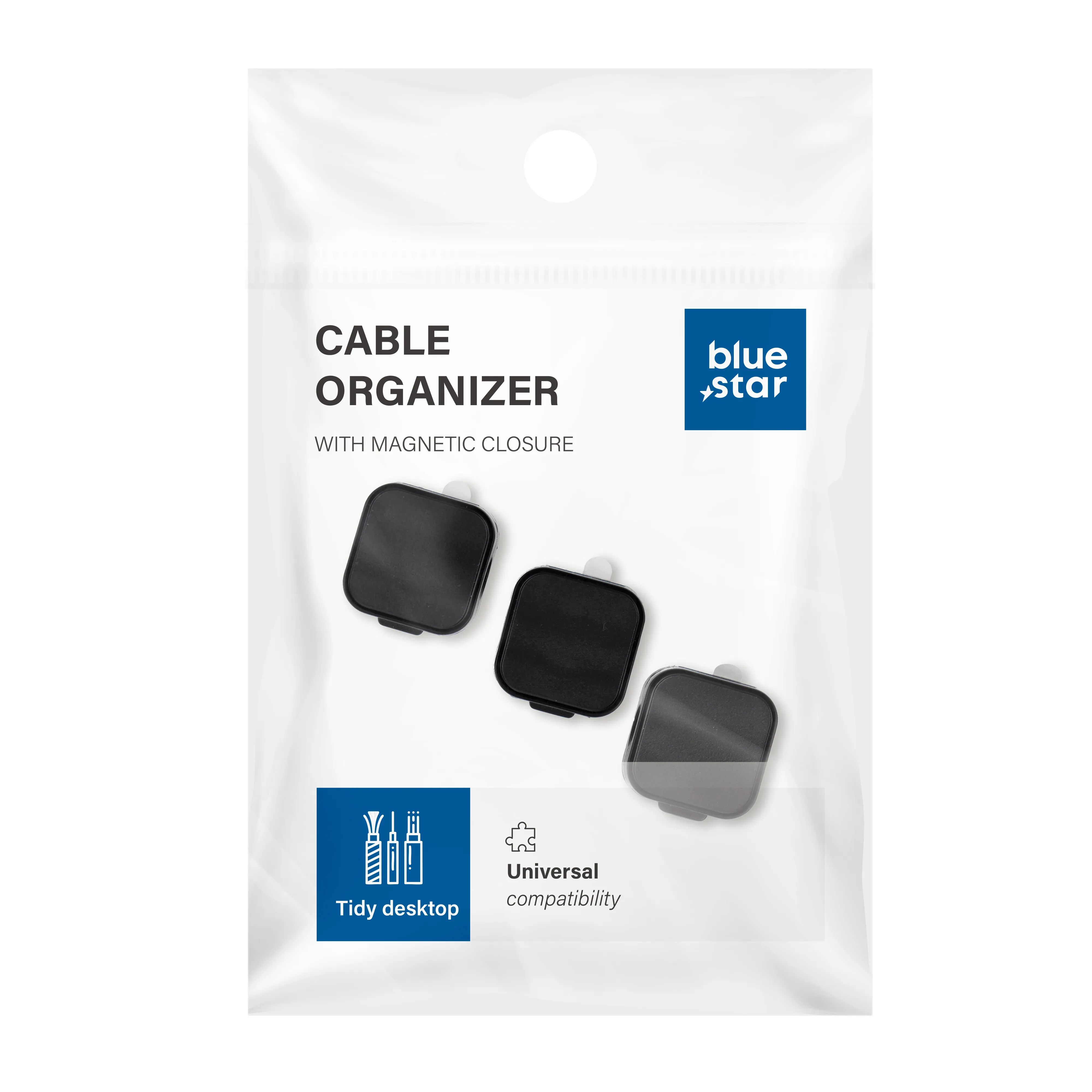 Blue Star PJ-OCZ7 magnetic cable organizer - black (3 pcs.)