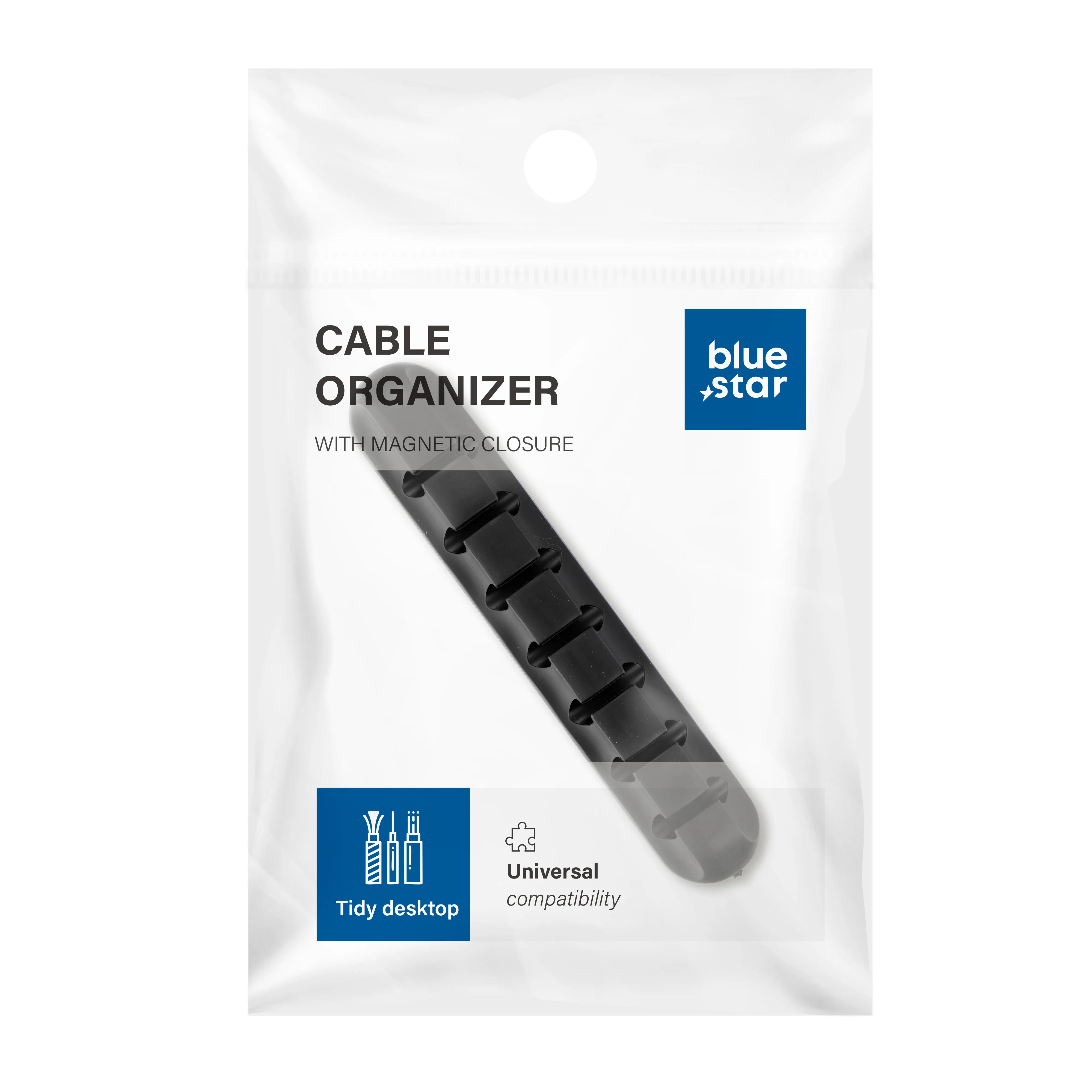 Blue Star PJ-OCZ8 silicone self-adhesive organizer passend für 7 cables - black (1 pc.)