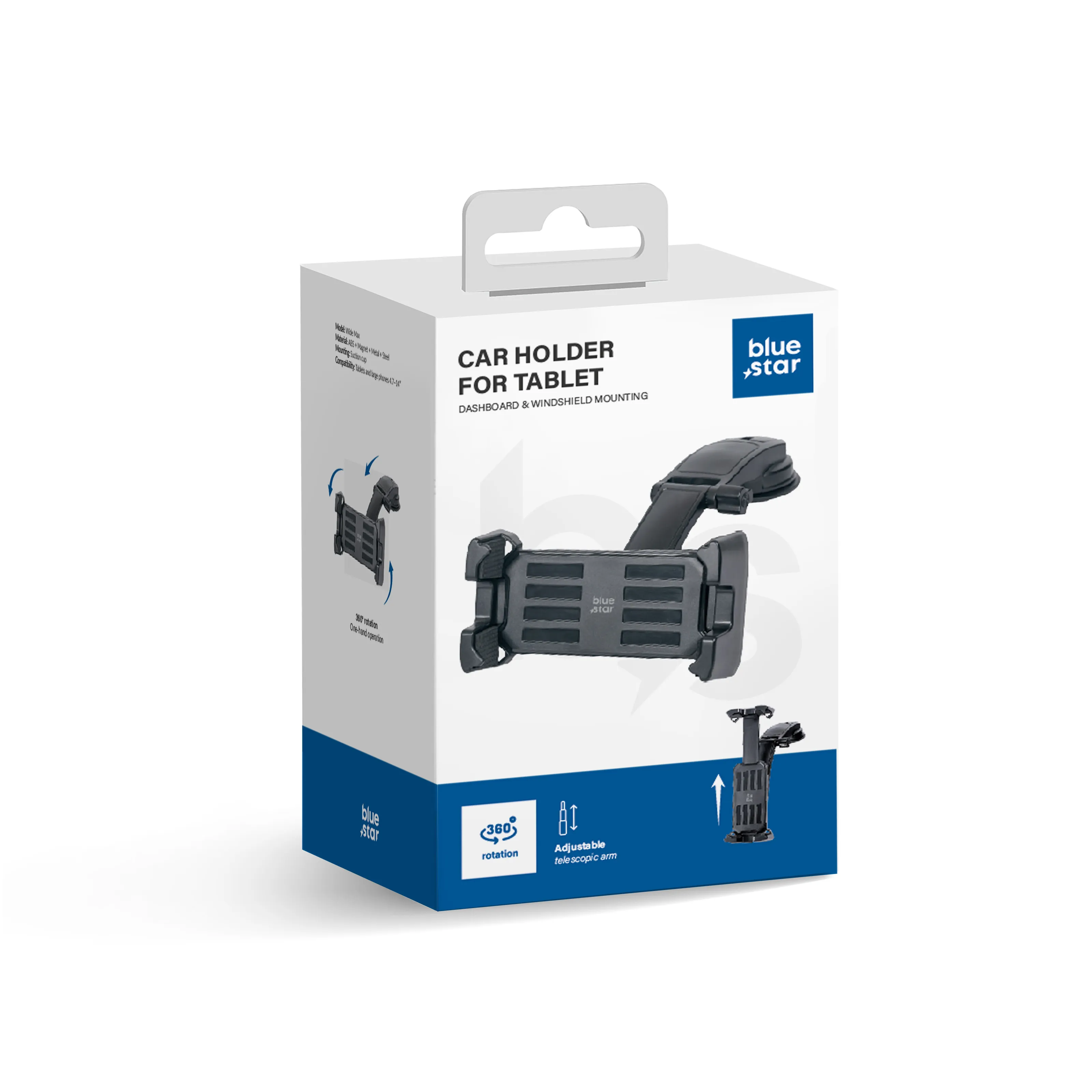 BLUE STAR Max Wide with lock system car holder passend für tablet 4,7-14" windshield mount black