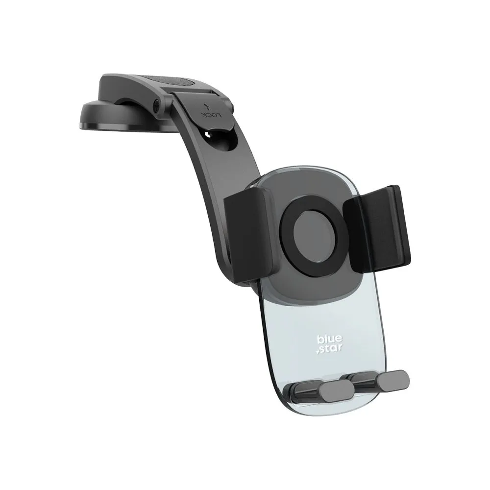 Car holder passend für mobile phone with windshield and dashboard mount BLUE STAR Long Neck Crystal black