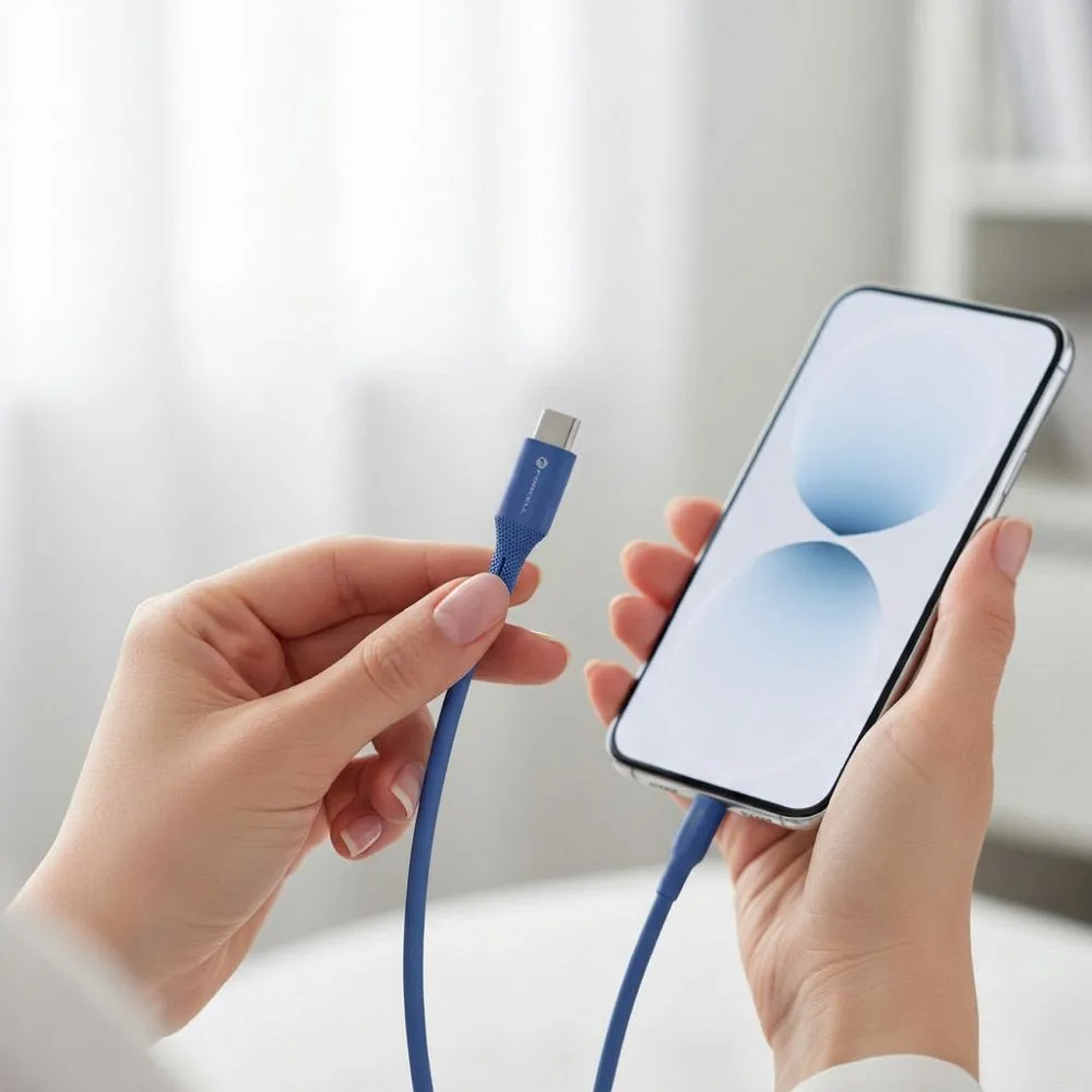 Cable USB C to USB C Forcell F-Energy QC4.0 PD 3A 60W Silicone 1 m C344 navy blue