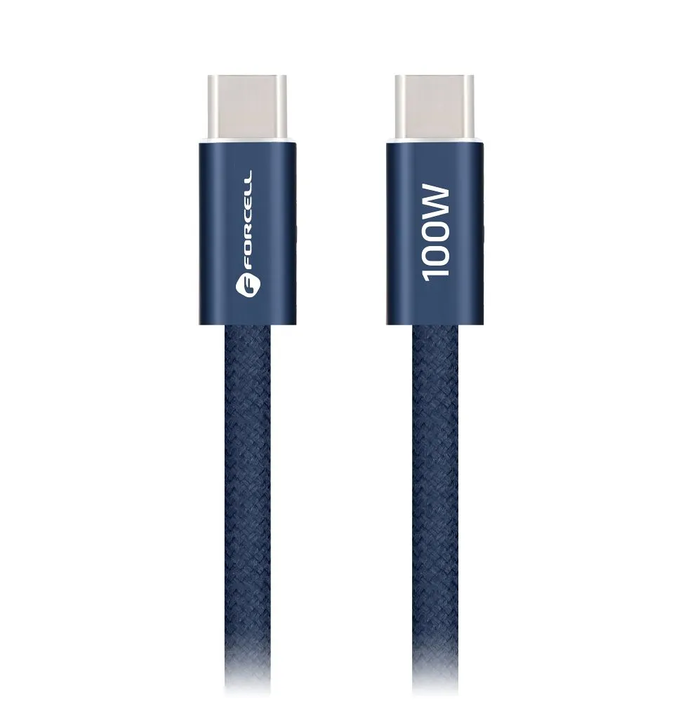 Cable USB C to USB C Forcell F-Energy QC4.0 PD 5A 100W Cafule Color 1,2 m ACYH23 dark blue