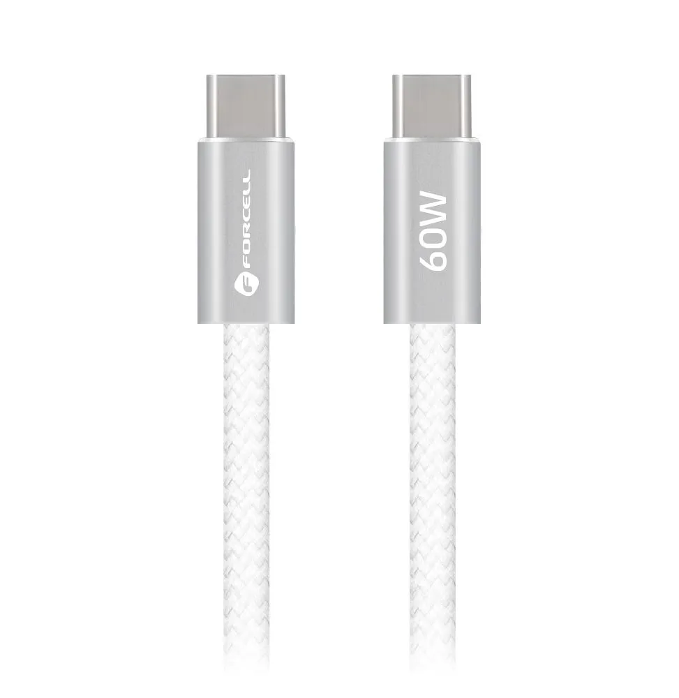 Cable USB C to USB C Forcell F-Energy QC4.0 PD 3A 60W Cafule Color 1,2 m ACYH23 white
