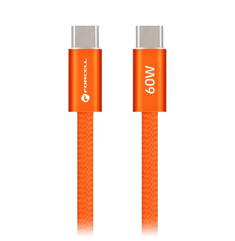 Cable USB C to USB C Forcell F-Energy QC4.0 PD 3A 60W Cafule Color 1,2 m ACYH23 orange