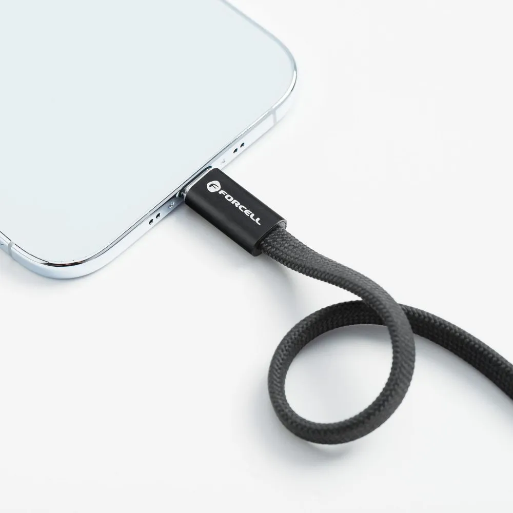 Cable USB C to USB C Forcell F-Energy QC4.0 PD 5A 100W Cafule Flat 1,2 m CCFN23 black