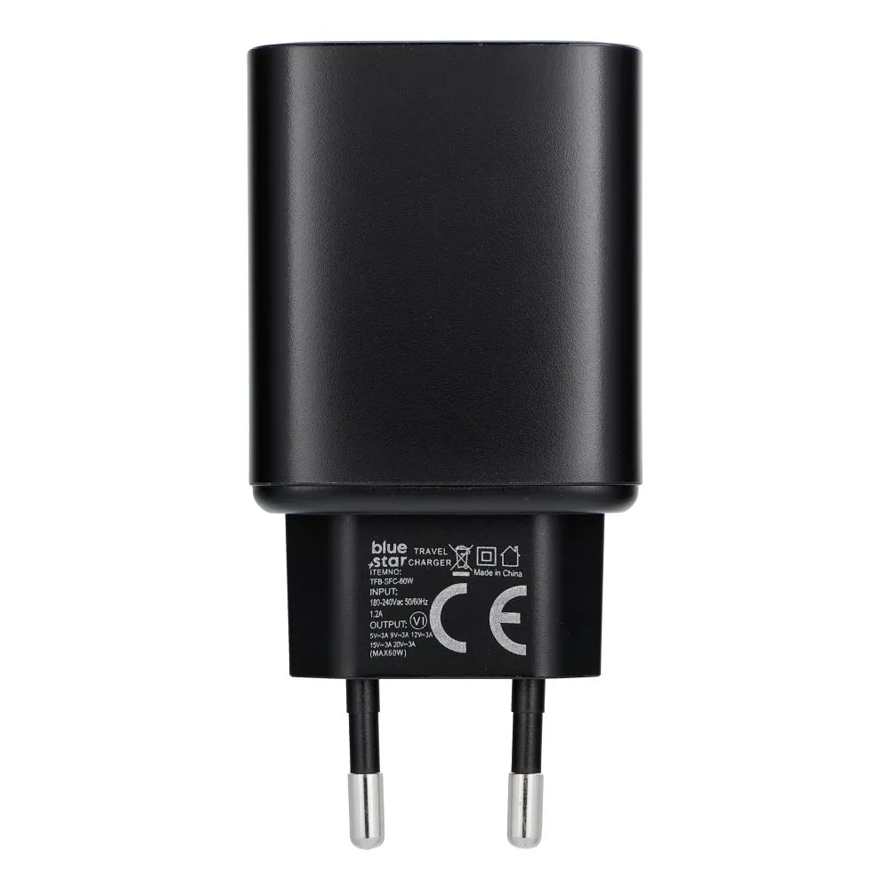 Phone charger Blue Star USB C AVS (iPhone 17Pro/Pro Max) SFC2.0 3A 60W TFB-AVS-60W black