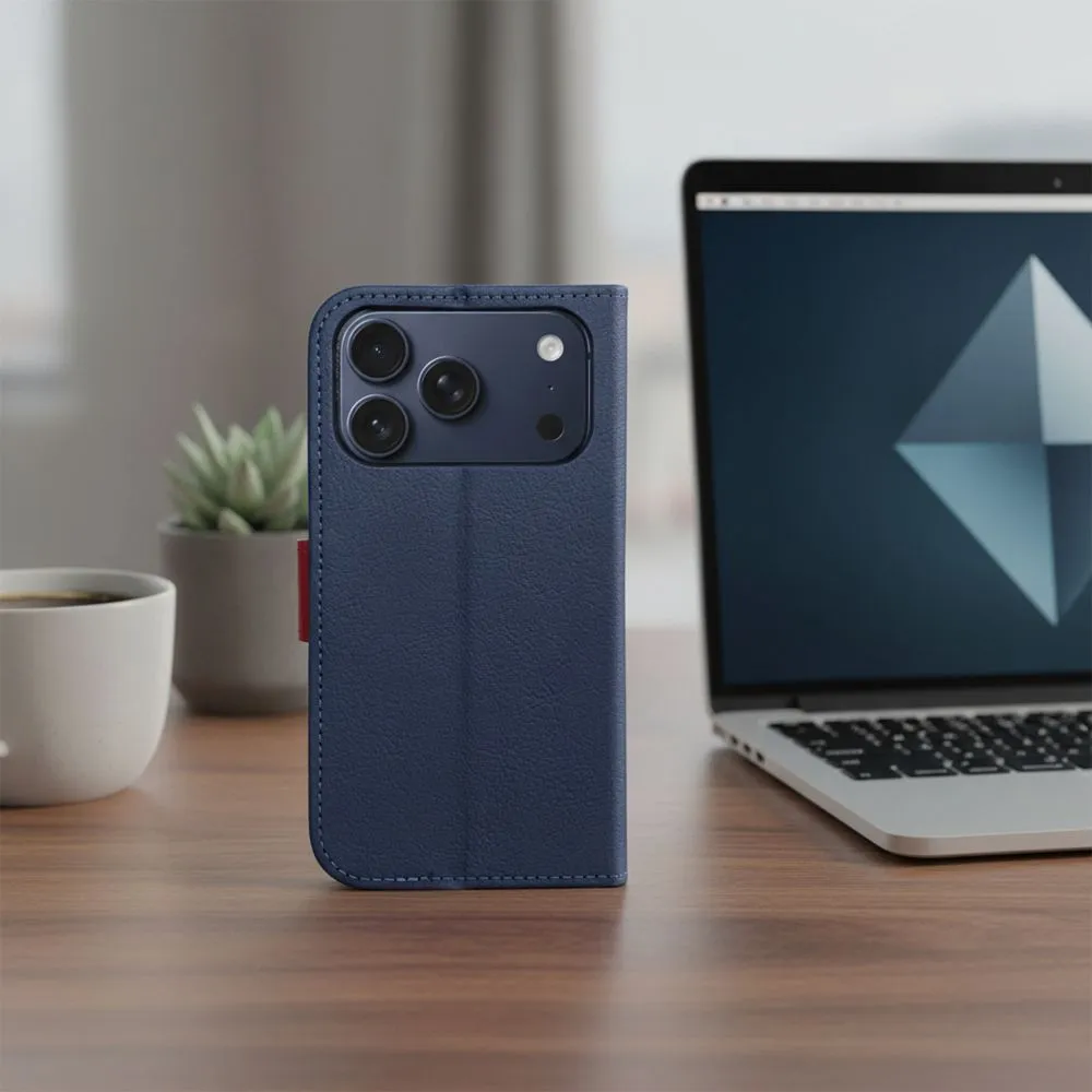 Flip case passend für iPhone 17 / 18 Split Book navy and red