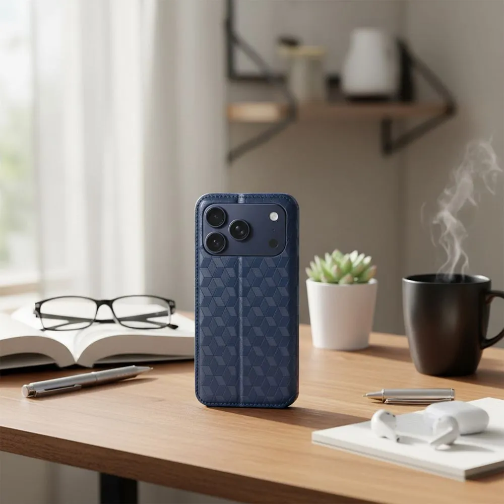 Flip case passend für iPhone 17 PRO MAX / 18 PRO MAX Cubic Book blue