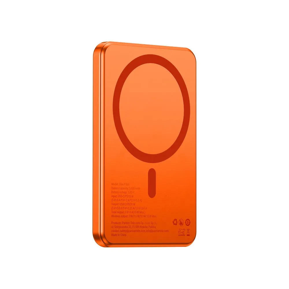 Powerbank kompatibel mit MagSafe Forcell F-Energy Slim F5K9 QC4.0 PD3.0 15W 5000 mAh orange