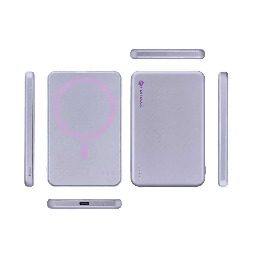 Powerbank kompatibel mit MagSafe Forcell F-Energy Slim F5K9 QC4.0 PD3.0 15W 5000 mAh purple
