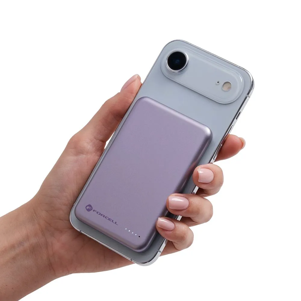 Powerbank kompatibel mit MagSafe Forcell F-Energy Slim F5K9 QC4.0 PD3.0 15W 5000 mAh purple
