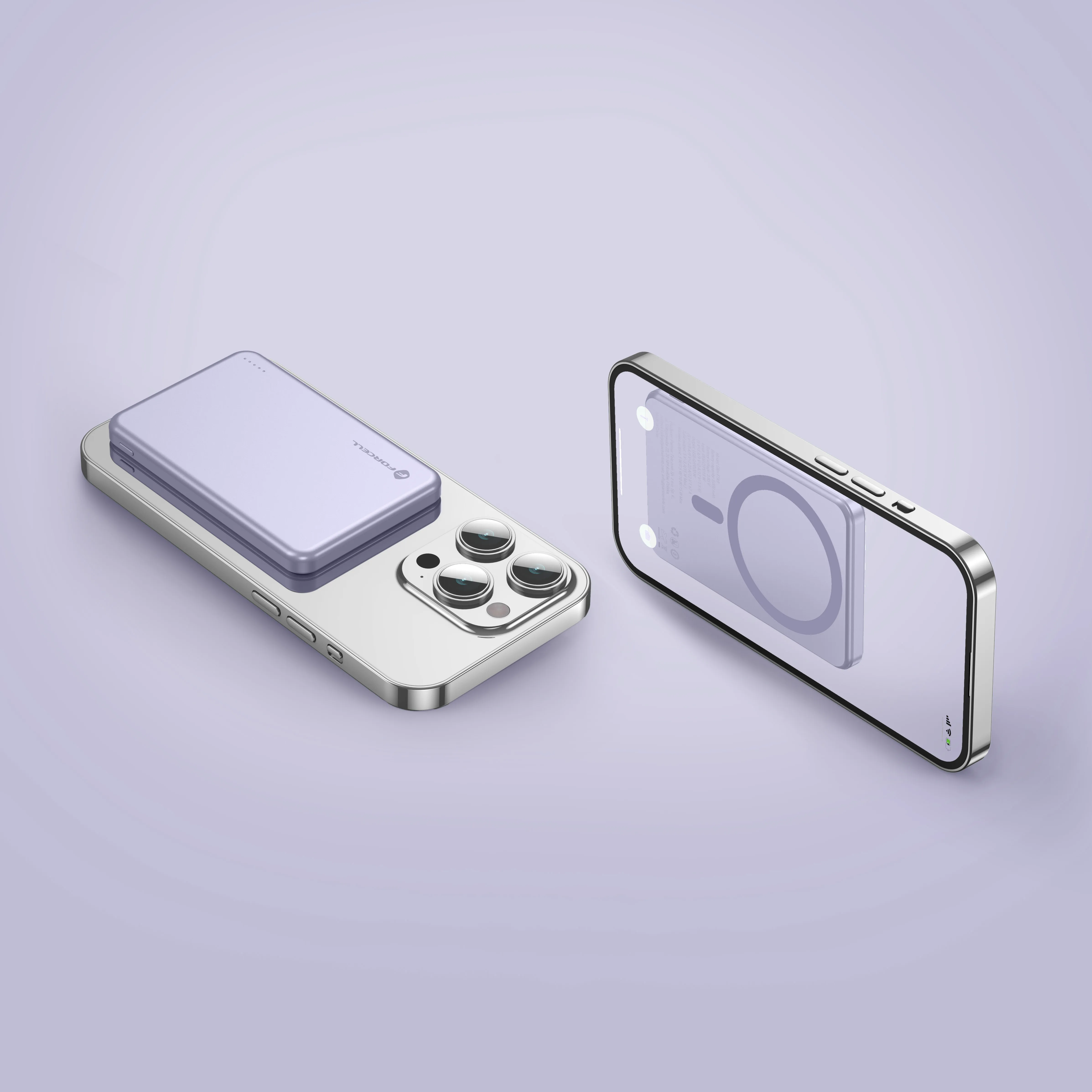 Powerbank kompatibel mit MagSafe Forcell F-Energy Slim F5K9 QC4.0 PD3.0 15W 5000 mAh purple