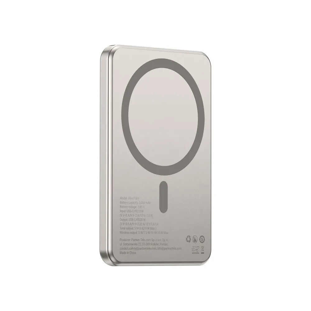 Powerbank kompatibel mit MagSafe Forcell F-Energy Slim F5K9 QC4.0 PD3.0 15W 5000 mAh cloud dancer