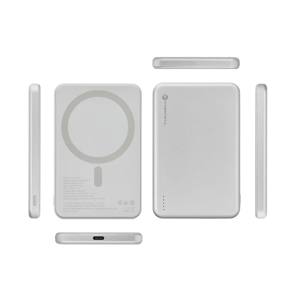 Powerbank kompatibel mit MagSafe Forcell F-Energy Slim F5K9 QC4.0 PD3.0 15W 5000 mAh cloud dancer