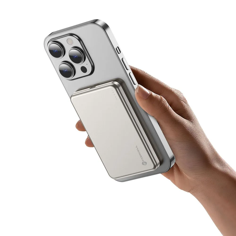 Powerbank kompatibel mit MagSafe Forcell F-Energy Slim F5K9 QC4.0 PD3.0 15W 5000 mAh cloud dancer