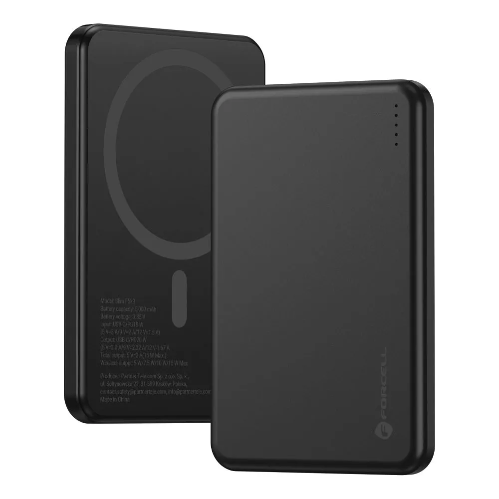 Powerbank kompatibel mit MagSafe Forcell F-Energy Slim F5K9 QC4.0 PD3.0 15W 5000 mAh black
