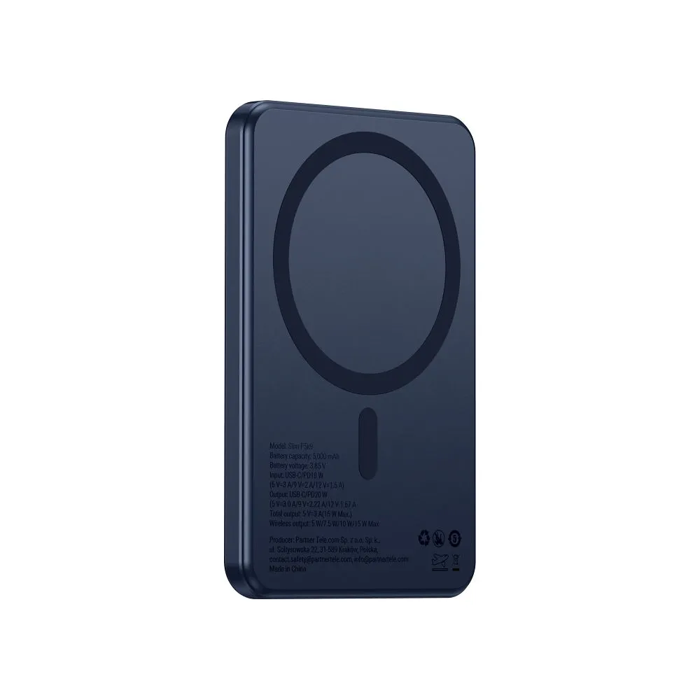 Powerbank kompatibel mit MagSafe Forcell F-Energy Slim F5K9 QC4.0 PD3.0 15W 5000 mAh navy blue